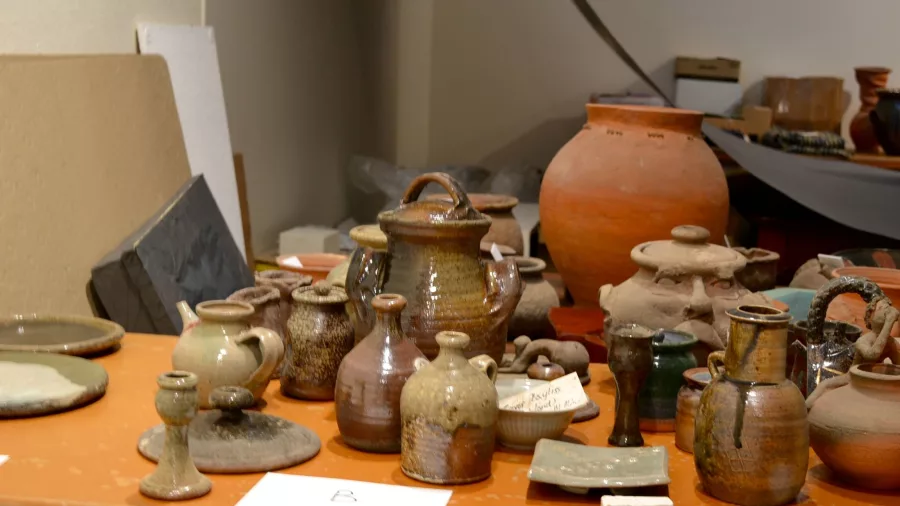 Handcrafted pottery displayed at Driving Creek Railway in Coromandel