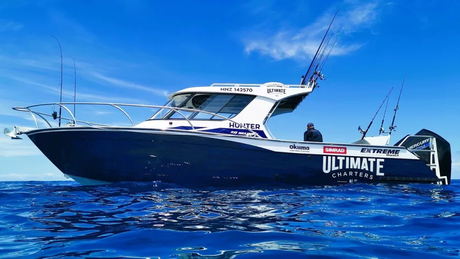 Ultimate Charters high-speed 92m fishing boat cruising the Hauraki Gulf