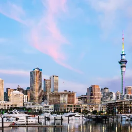 Auckland City Waterfront with Sky Tower