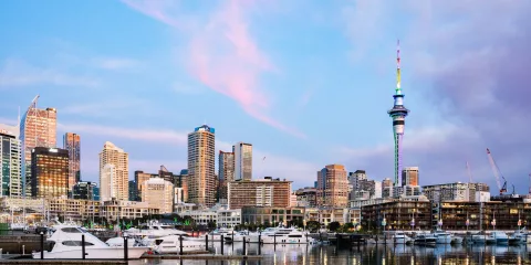 Auckland City Waterfront with Sky Tower