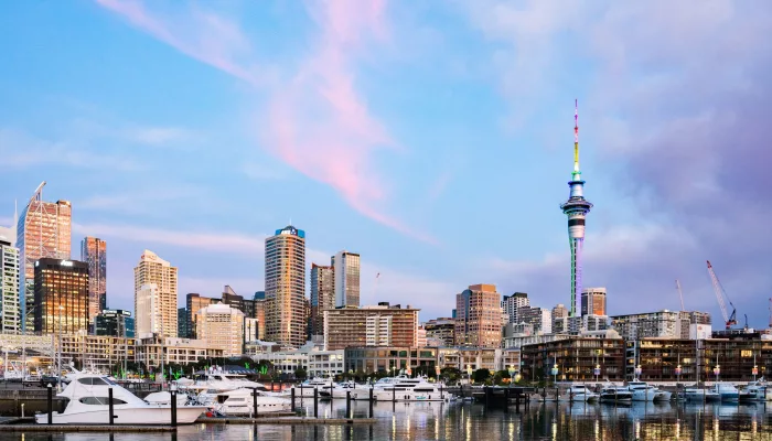Auckland City Waterfront with Sky Tower