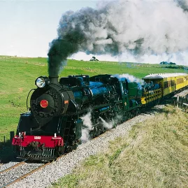Glenbrook Vintage Railway steam train in countryside