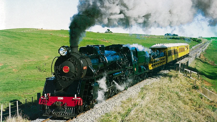 Glenbrook Vintage Railway steam train in countryside