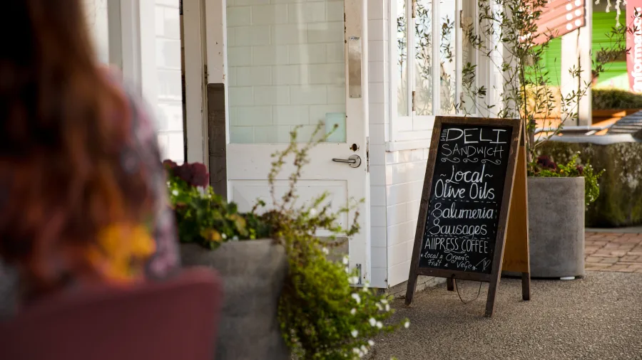 Chalkboard sign outside Matakana Deli Auckland