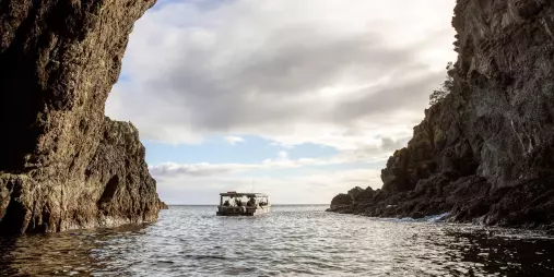 Boat at Goat Island on Matakana Coast