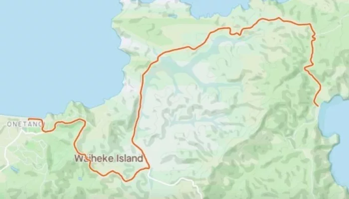 Map of Te Ara Hura trail from Onetangi to Man O’ War Bay on Day 2 of the walk