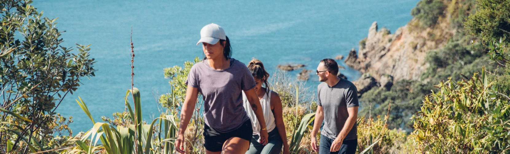 People hiking Oneroa trail, Waiheke Island