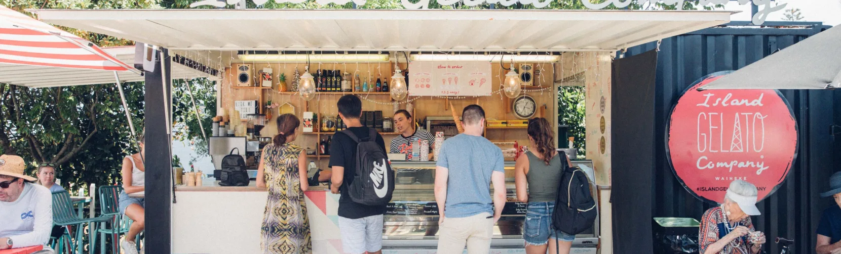 Customers at Island Gelato Company, Waiheke Island