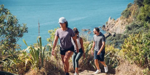 People hiking Oneroa trail, Waiheke Island