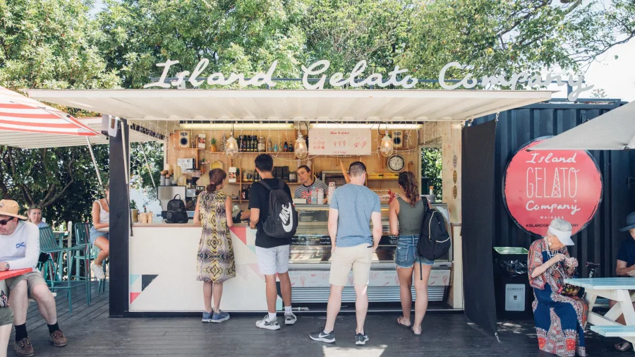 Customers at Island Gelato Company, Waiheke Island