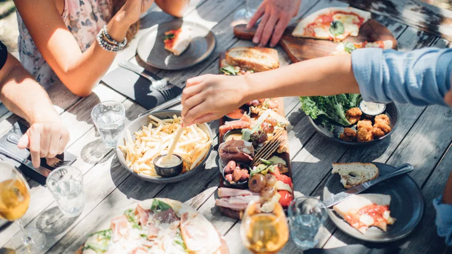 Shared dining at Man O' War Vineyards, Waiheke Island