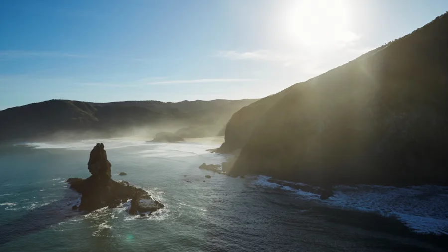 Piha Beach sea spray, Tasman Sea, Auckland