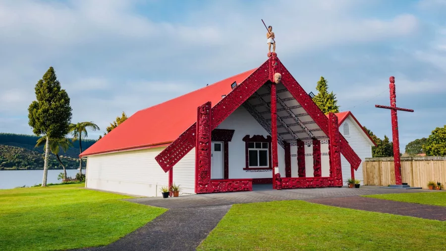 Traditional marae near Okawa Bay and Lake Rotoiti, visited on the Kahukiwi Experience cultural tour.