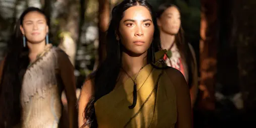 Wāhine Māori dressed in traditional clothing during a Te Pā Tū cultural welcome