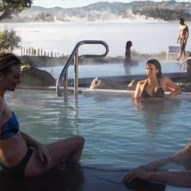 Adults relaxing in the Pavilion Pools at Polynesian Spa Rotorua