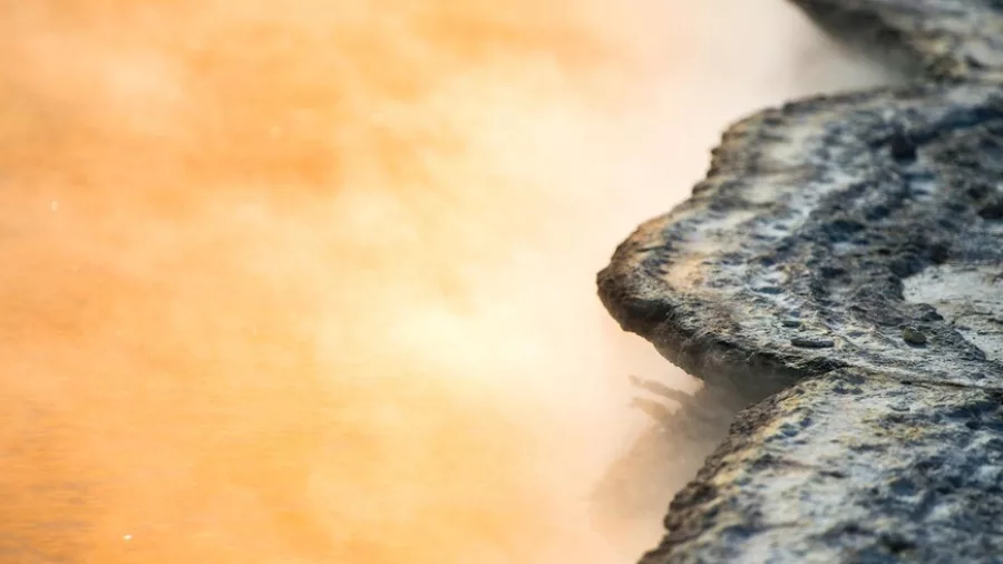 Close-up of Devil’s Bath in Wai-O-Tapu showing vivid green water and mineral crust