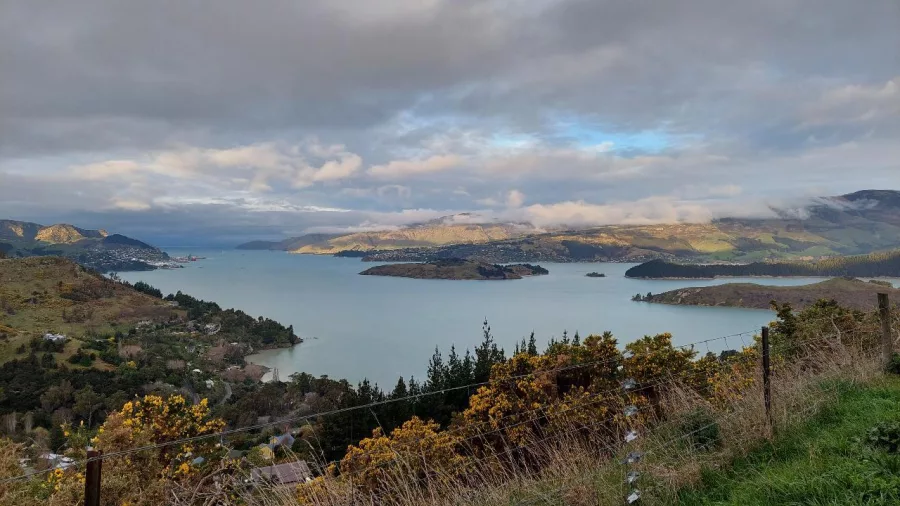 Scenic lookout over Akaroa Harbour and surrounding islands