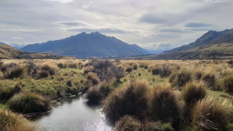 View towards Mt Sunday in the Ashburton Lakes region, famous Lord of the Rings filming location