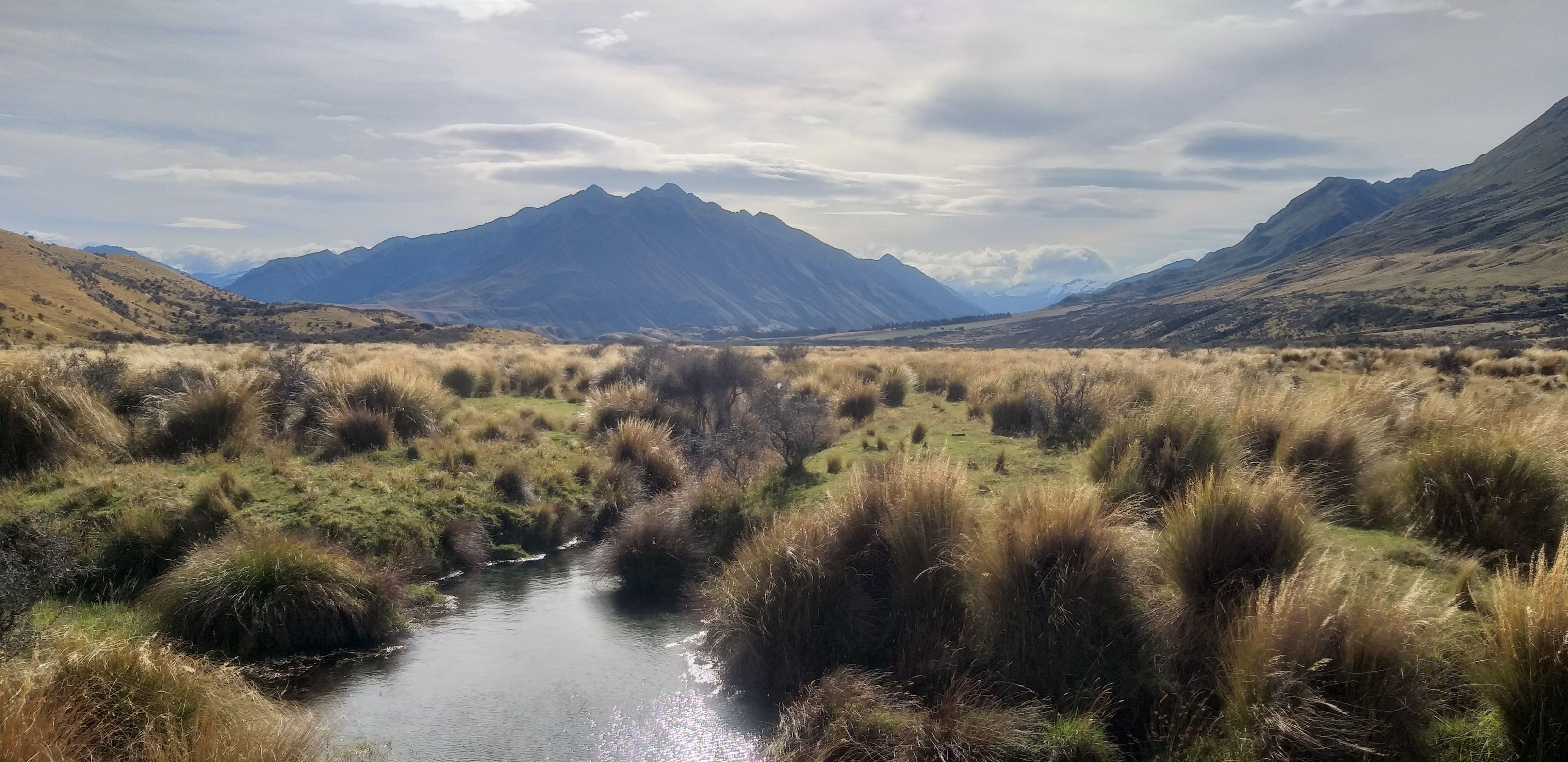 View from Ashburton Lakes to Mt Sunday