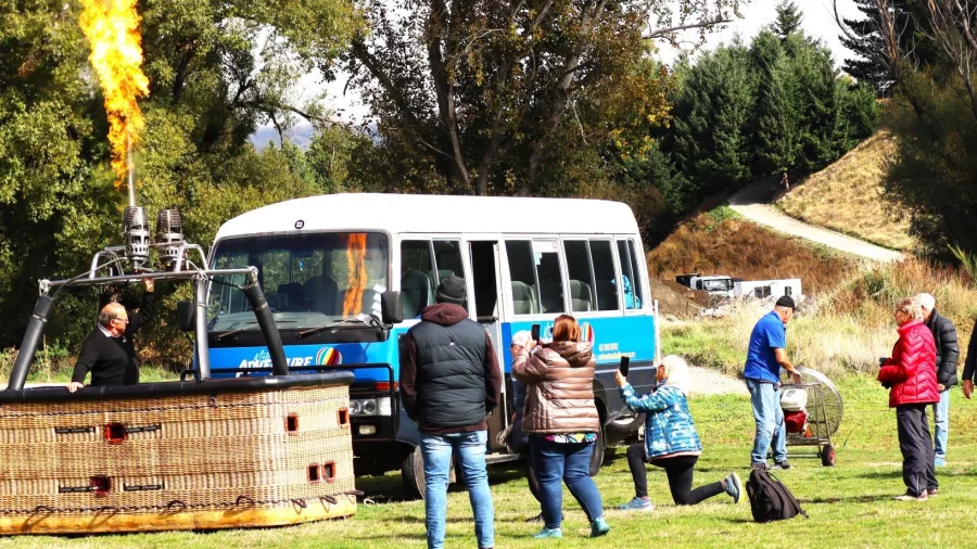 Adventure Balloons NZ preparing hot air balloon for flight in Wanaka