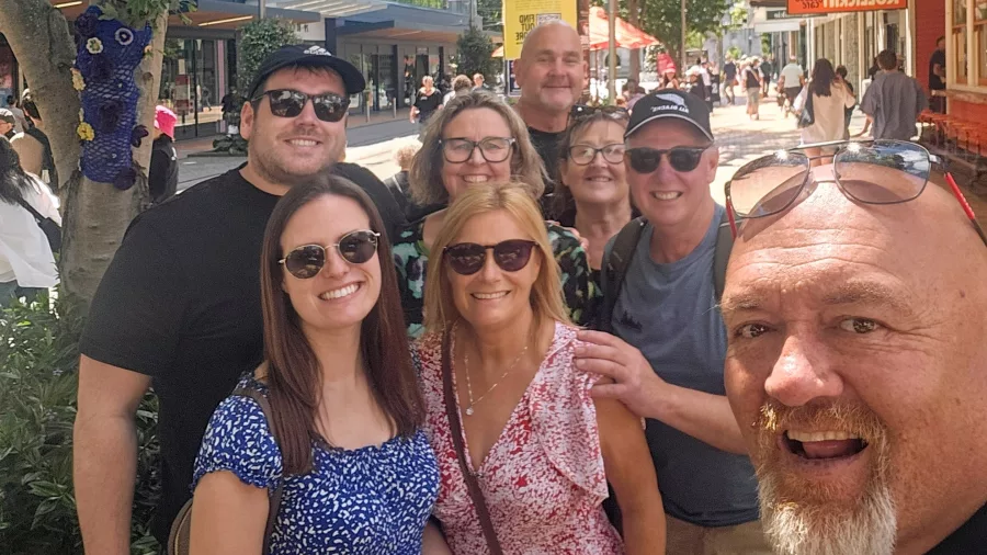 Guided walking group on the City Meander Tour in Christchurch