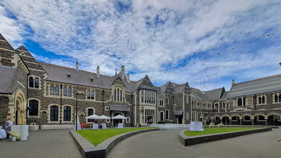 Cloistered courtyard of Christchurch Arts Centre historic building