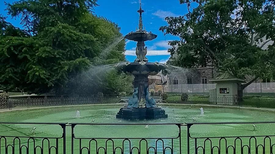 Peacock Fountain in Christchurch Botanic Gardens, New Zealand