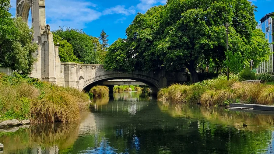 Scenic Avon River greenway along Christchurch foodie route