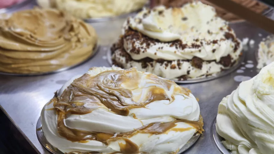 Trays of housemade gelato in various flavours on display in Christchurch