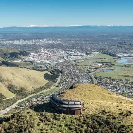 View from the summit of the Christchurch Gondola looking across the Canterbury Plains