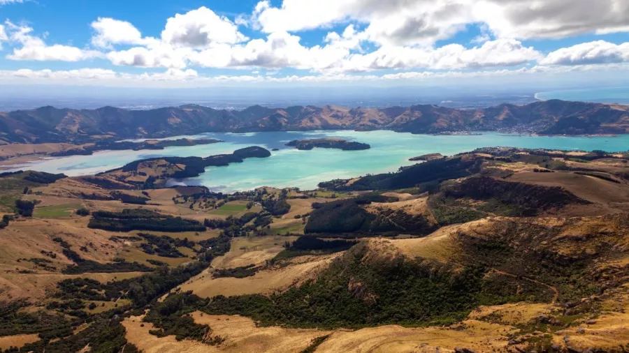 Mount Herbert ridgeline view looking north towards Pegasus Bay from helicopter