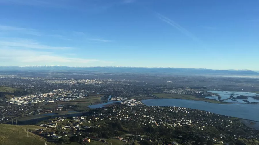 Helicopter view over Christchurch and the Avon Heathcote Estuary