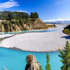 Stunning view of Waimakariri Gorge with turquoise water and mountains
