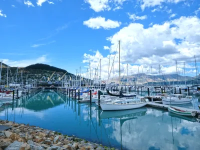Sailboats moored at Lyttelton Harbour Marina in Canterbury