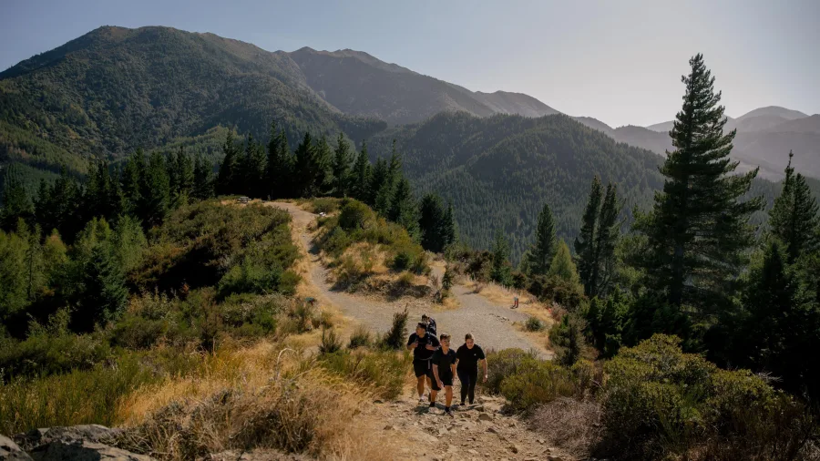 Hikers on Conical Hill Walking Track in Hanmer Springs