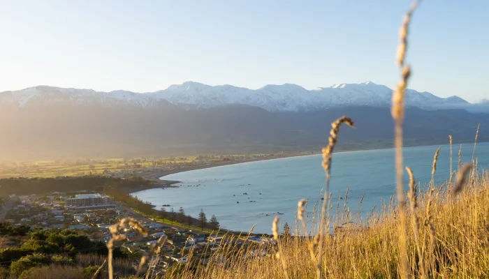 View of Kaikōura township and bay from Seaward Ranges Lookout