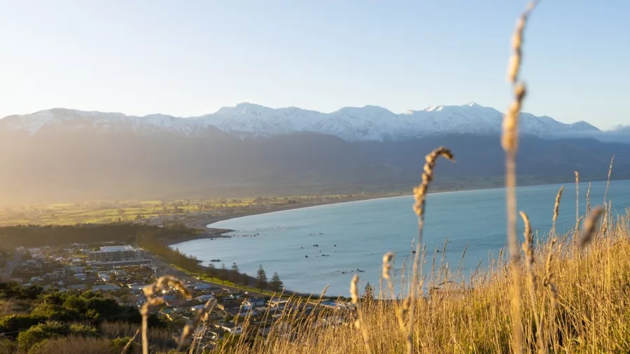 View of Kaikōura township and bay from Seaward Ranges Lookout