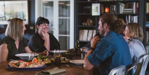 Group dining experience at Hapuku Kitchen in Kaikōura