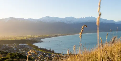 View of Kaikōura township and bay from Seaward Ranges Lookout