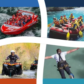 Jet boat, white-water raft, quad bike, and bungy jumper in the Hanmer Springs Challenge Combo adventure