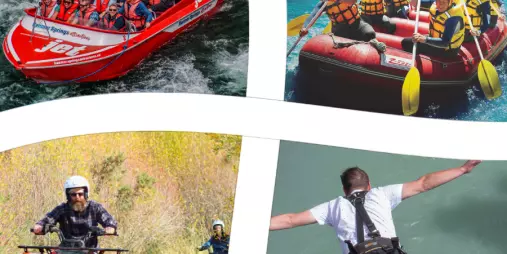 Jet boat, white-water raft, quad bike, and bungy jumper in the Hanmer Springs Challenge Combo adventure