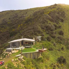 Luxury accommodation at Matai Peak with panoramic viewing deck and 4x4 access