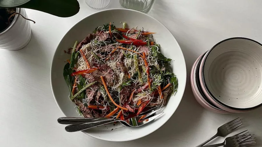 Bowl of colourful fresh salad prepared for Middlehurst Station lunch