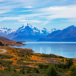 Scenic drive along Lake Pukaki towards Aoraki/Mount Cook