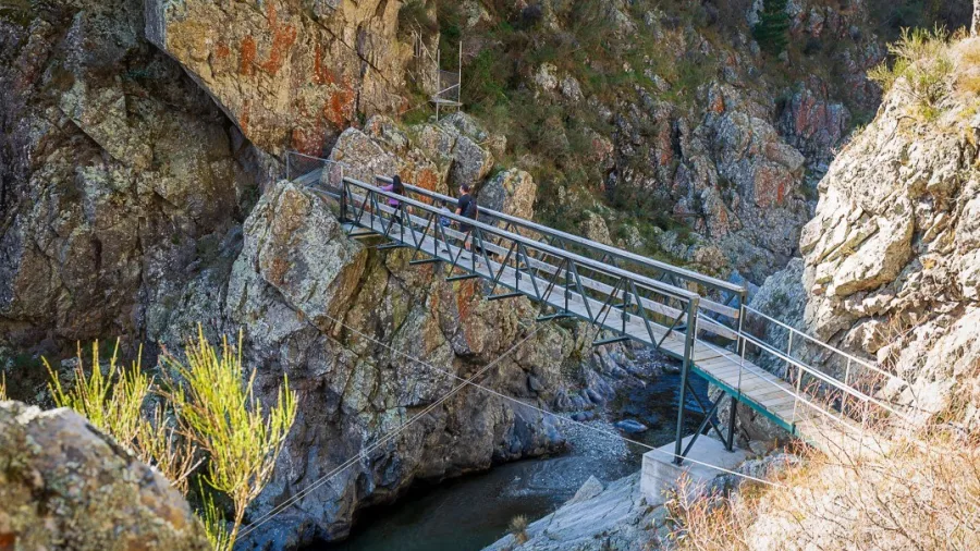 Suspension bridge on the Opihi Gorge Track, South Canterbury