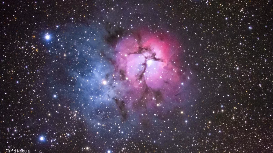 Brightly coloured Trifid Nebula image captured during Silver River’s astrophotography experience
