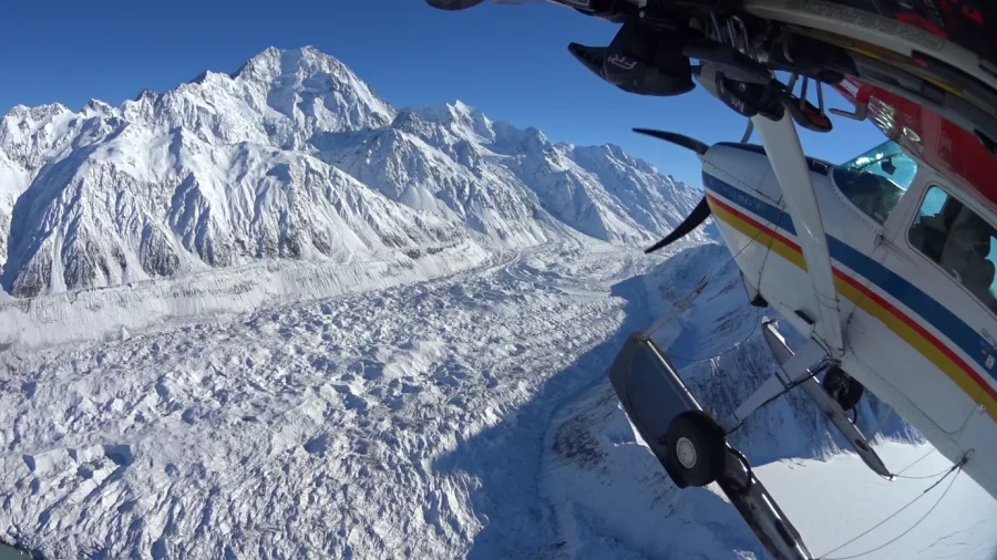 Your journey begins in the sky—soar above one of New Zealand’s most iconic glaciers.