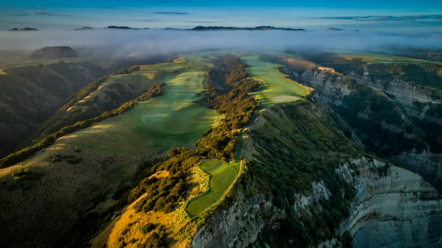 Cape Kidnappers golf course stretching along a dramatic ridge in Hawke’s Bay, New Zealand