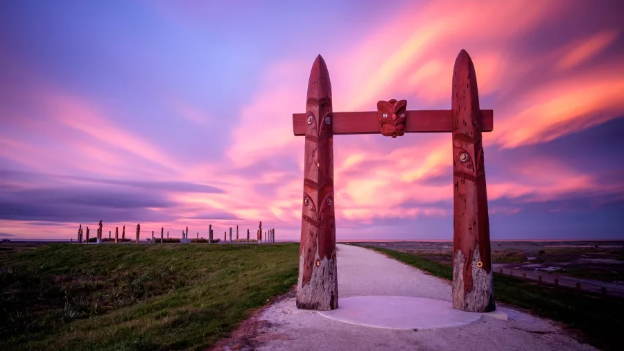Ātea a Rangi Celestial Compass at sunrise near Napier in Hawke’s Bay