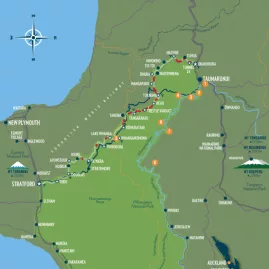 Map of the Republic Rail Cart Journey between Taumarunui and Whangamomona